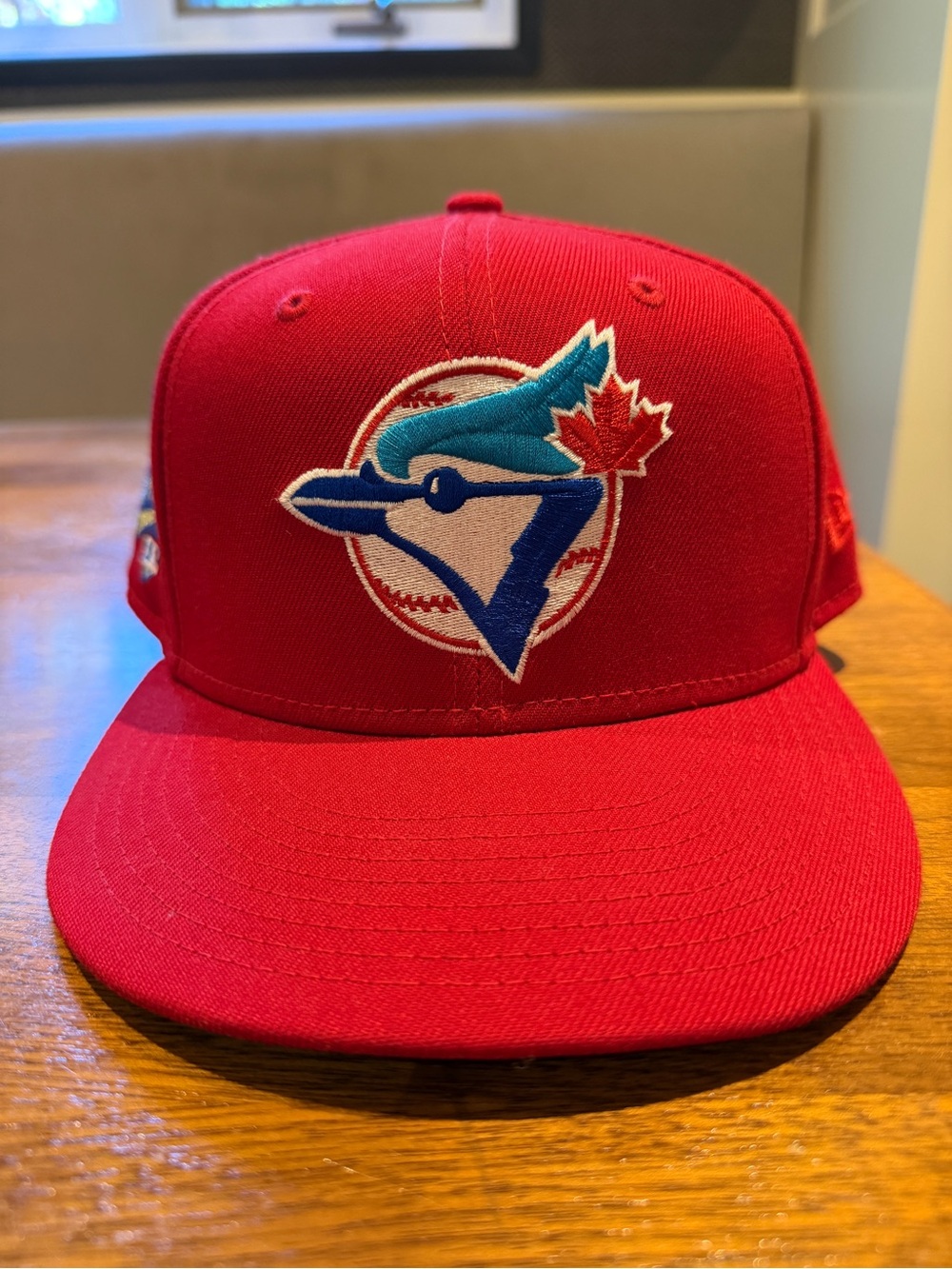 Exclusive Hat Club New Era Fitted Hat - Blue Jays - Red Powder Blue - 7 5/8